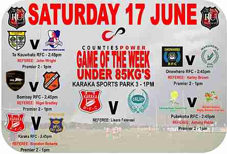 Counties Power game of the week - Karaka v Drury  - Under 85kg - Saturday 17 June 2017